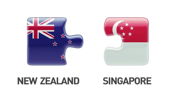Singapur Nowa Zelandia logiczne pojęcia — Zdjęcie stockowe