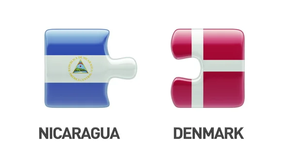 Denmark Nicaragua  Puzzle Concept — Stock Photo, Image