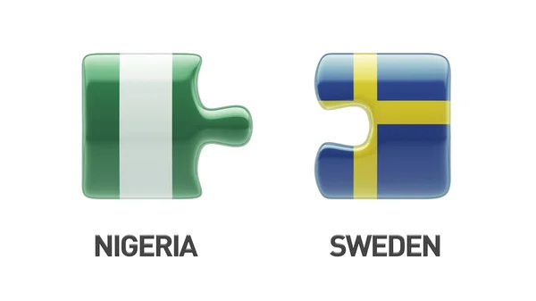 Konsep Puzzle Swedia Nigeria — Stok Foto