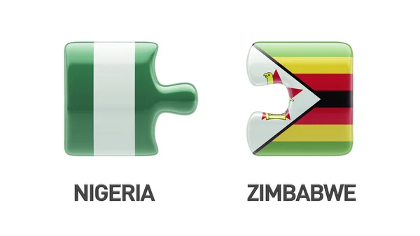 Zimbabwe Nigeria  Puzzle Concept — Stock Photo, Image