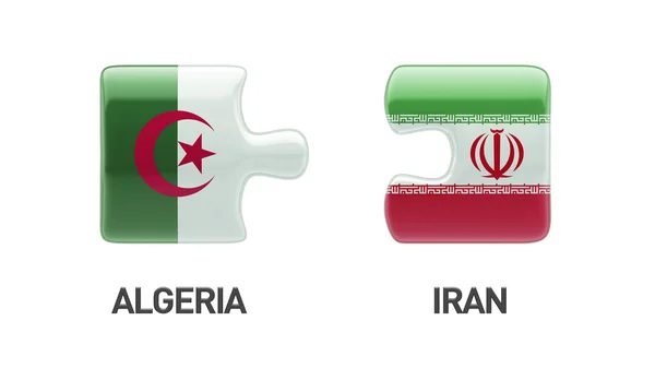 Konsep Aljazair Iran Puzzle — Stok Foto