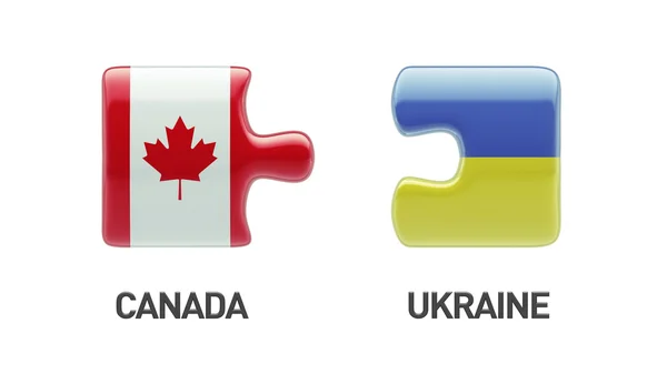 Ukraine Canada  Puzzle Concept — Stock Photo, Image