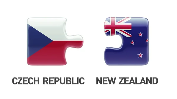 捷克共和国新西兰拼图概念 — 图库照片