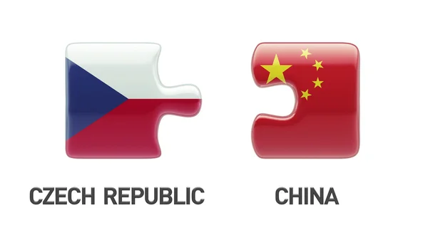 中国捷克共和国拼图概念 — 图库照片
