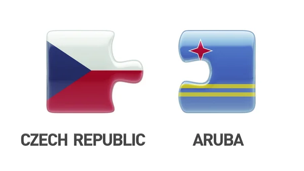 Aruba Czech Republic Puzzle Concept — Stock Photo, Image