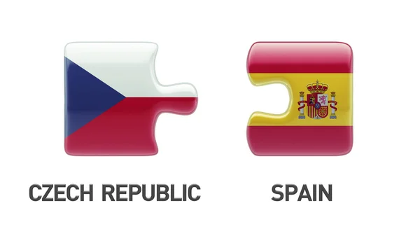 Spanien Tschechische Republik Puzzle-Konzept — Stockfoto