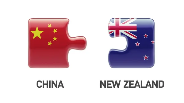 Cina Nuova Zelanda Puzzle Concept — Foto Stock