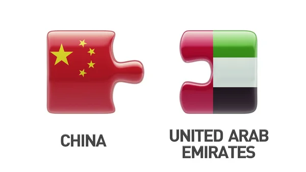 Ηνωμένα Αραβικά Εμιράτα Κίνα παζλ έννοια — Φωτογραφία Αρχείου