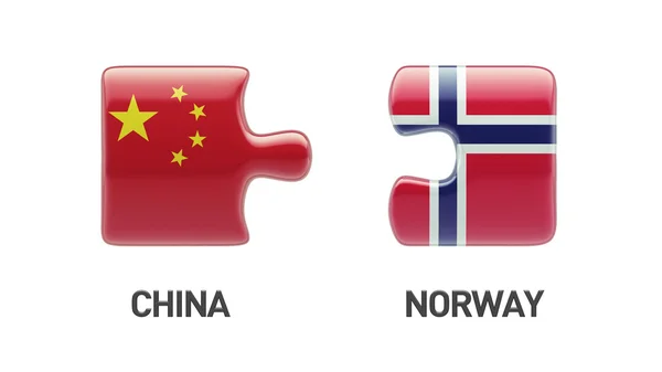 Norge Kina pussel koncept — Stockfoto
