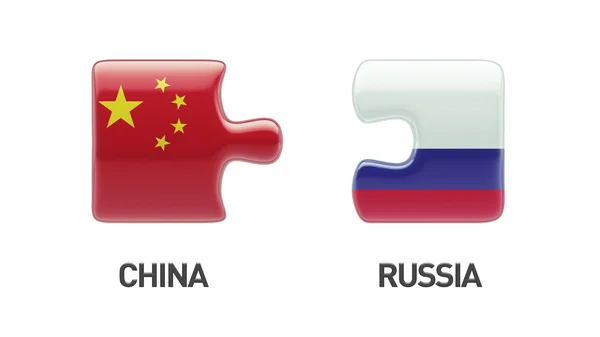 Russia China  Puzzle Concept — Stock Photo, Image