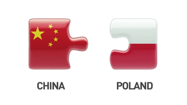 Pologne Chine Puzzle Concept — Photo