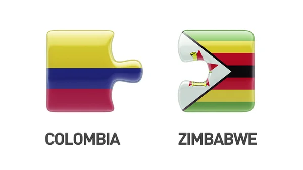 Zimbabwe Colombia  Puzzle Concept — Stock Photo, Image