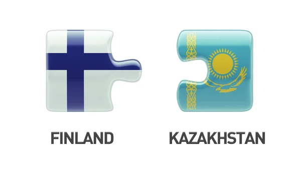 カザフスタン フィンランド パズル コンセプト — ストック写真