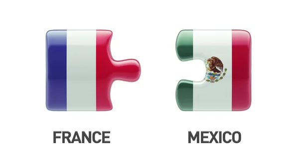 Francia México Francia Puzzle Concepto — Foto de Stock