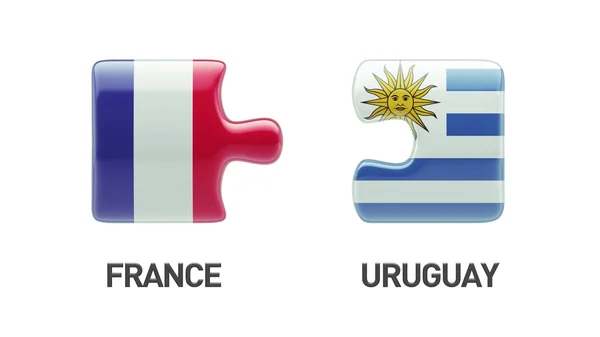 Uruguay Fransa bulmaca kavramı — Stok fotoğraf