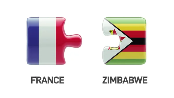 Zimbabwe France  Puzzle Concept — Stock Photo, Image