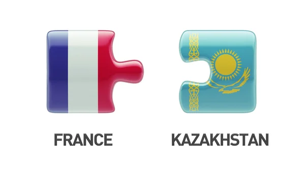Kazachstán Francie Puzzle koncept — Stock fotografie