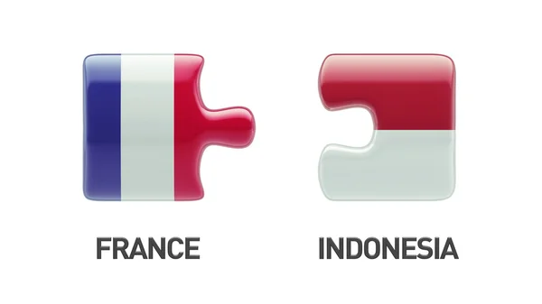 Indonesia France  Puzzle Concept — Stock Photo, Image