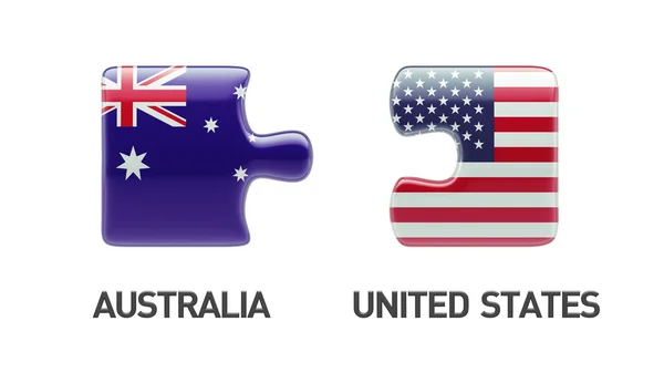 Estados Unidos Austrália Puzzle Concept — Fotografia de Stock