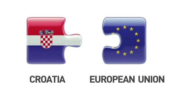 Europeiska unionen Kroatien pussel koncept — Stockfoto