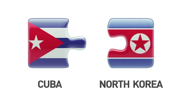 Conceito de Puzzle Cuba Coreia do Norte — Fotografia de Stock
