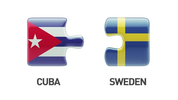 瑞典古巴拼图概念 — 图库照片