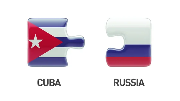 Rússia Cuba Puzzle Conceito — Fotografia de Stock