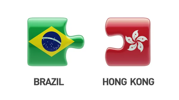 Brasil Hong Kong Puzzle Concepto — Foto de Stock
