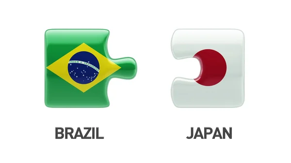 Brazília japán Puzzle koncepció — Stock Fotó