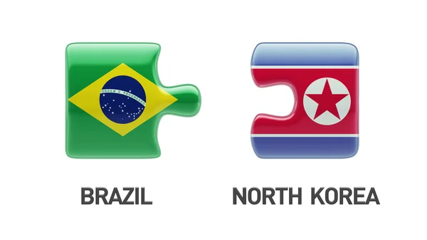 Brasil North Korea Puzzle Concept — Fotografia de Stock