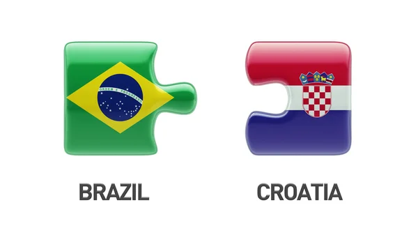 Brazilië Kroatië puzzel Concept — Stockfoto