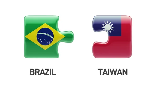 Taiwan Brazil  Puzzle Concept — Stock Photo, Image