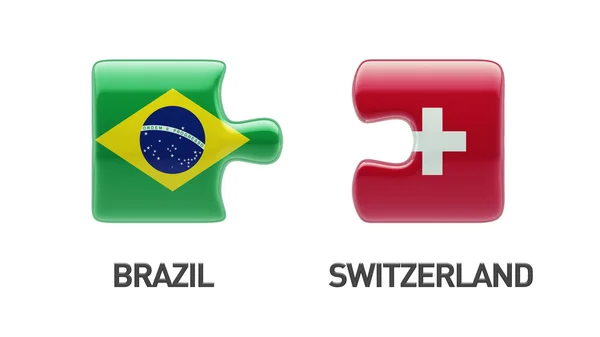 Koncept Puzzle Brazílie Švýcarsko — Stock fotografie