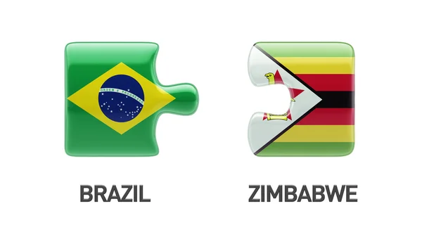Zimbabwe Brasil Puzzle Concepto —  Fotos de Stock