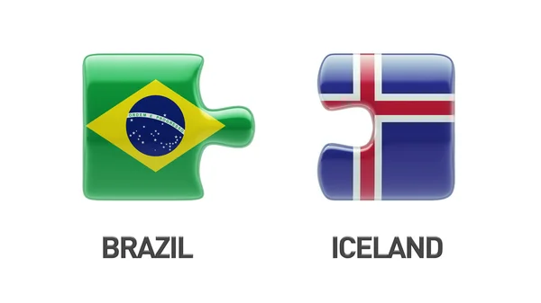 Iceland Brazil  Puzzle Concept — Stock Photo, Image