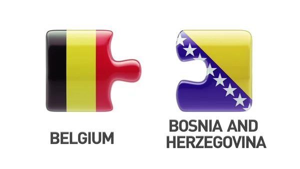 Bósnia e Herzegovina Bélgica Puzzle Concept — Fotografia de Stock