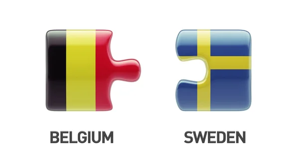 Σουηδία Βέλγιο παζλ έννοια — Φωτογραφία Αρχείου