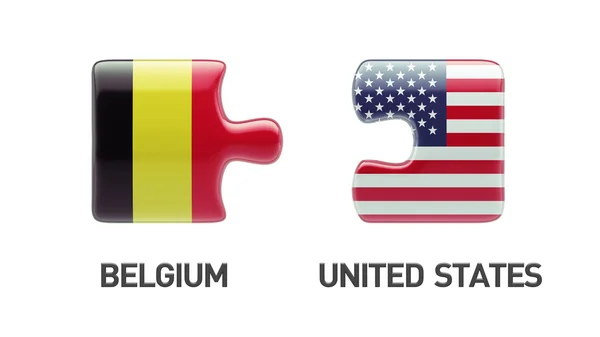 États-Unis Belgique Puzzle Concept — Photo