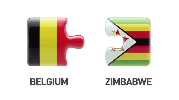 Zimbabwe Bélgica Puzzle Concepto —  Fotos de Stock