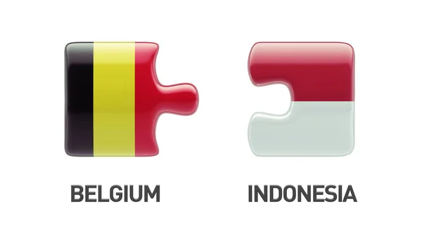 Indonésie Belgique Puzzle Concept — Photo