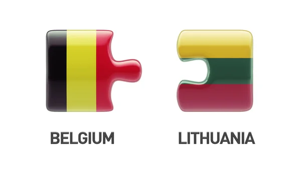 Lituanie Belgique Puzzle Concept — Photo