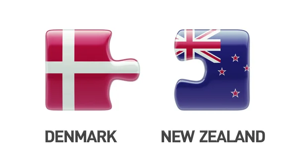Dinamarca Nova Zelândia Puzzle Concept — Fotografia de Stock