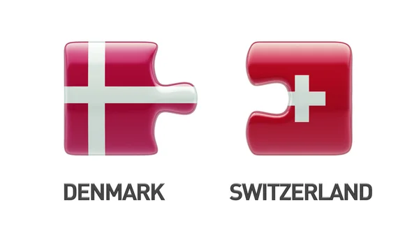 Schweiz Dänemark Puzzle-Konzept — Stockfoto