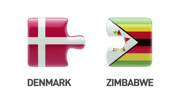 Zimbabwe Danmark pussel koncept — Stockfoto