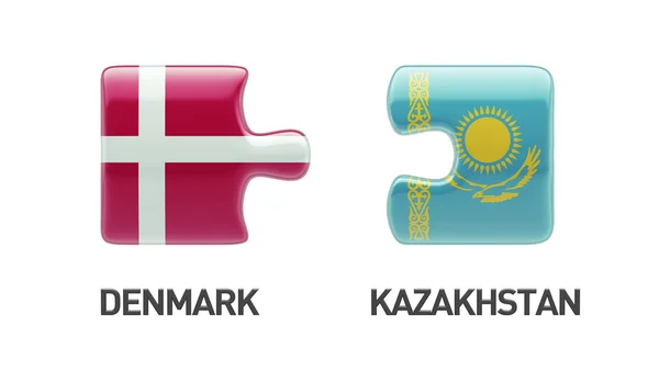 Kazakhstan Denmark  Puzzle Concept — Stock Photo, Image