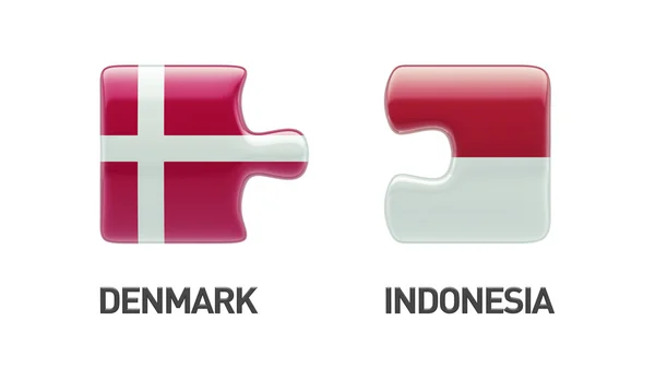 Indonésie Dánsko logická koncepce — Stock fotografie