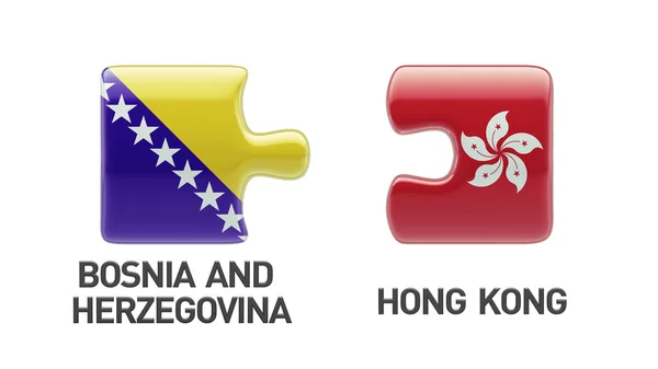 Bósnia e Herzegovina Hong Kong Puzzle Concept — Fotografia de Stock