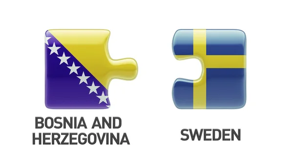 Sverige Bosnien och Hercegovina pussel koncept — Stockfoto