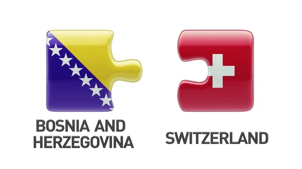 Switzerland Bosnia and Herzegovina Puzzle Concept — Stock Photo, Image