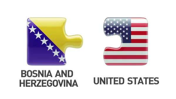 Estados Unidos Bósnia e Herzegovina Puzzle Concept — Fotografia de Stock